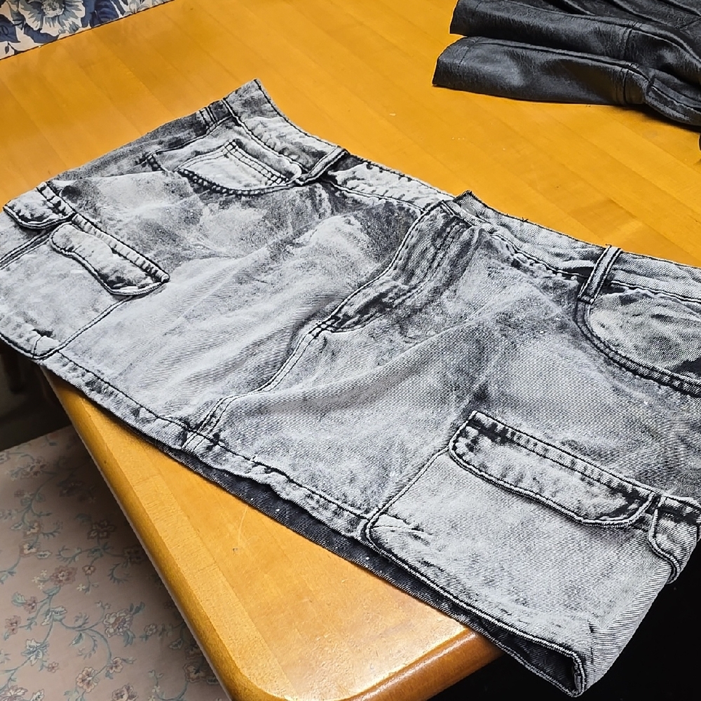 FashionNova Dazed denim cargo mini skirt